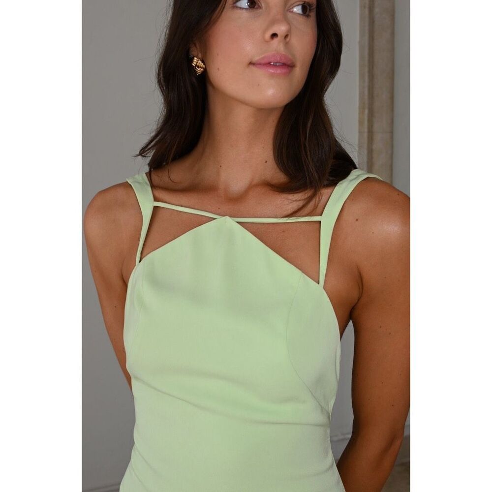 Yellow the Label Remington Dress in Pea Green - Picture 3 of 11